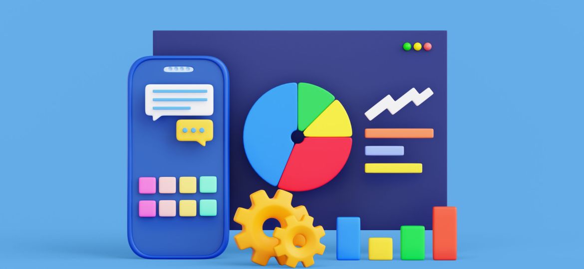 Illustration of a digital marketing professional planning an SEO strategy using various tools and charts