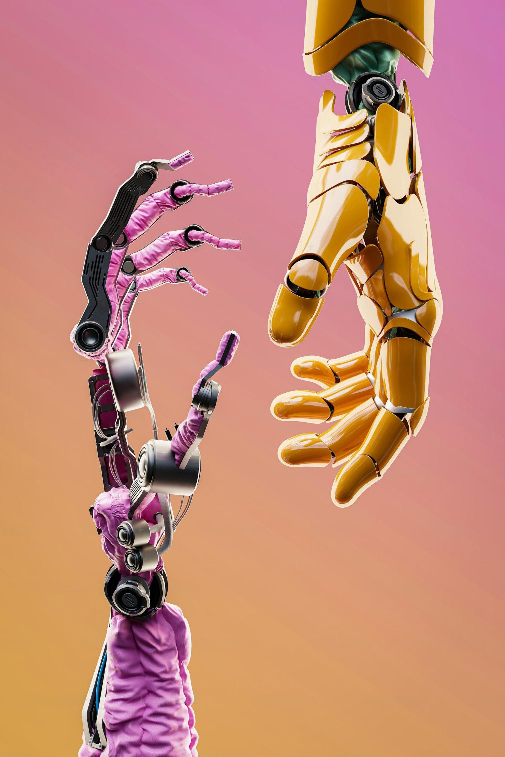 AI Automation represented by a robot hand and a human hand